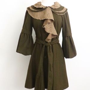 Layered Collar Wool-Blend Coat